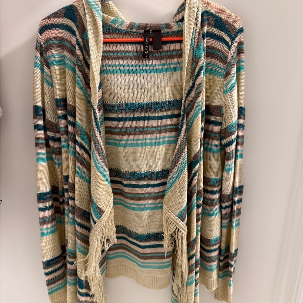 Full Tilt Multicolor Striped Hooded Cardigan